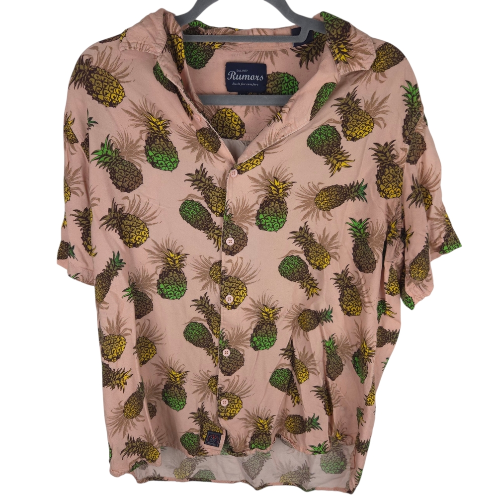 Rumors Pineapple Print Casual Button Down Shirt